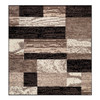 5' Square Chocolate Square Patchwork Power Loom Stain Resistant Area Rug