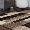 5' Square Chocolate Square Patchwork Power Loom Stain Resistant Area Rug