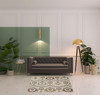 5' Square Ivory Gray and Olive Square Floral Stain Resistant Area Rug