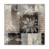 8' Square Beige and Gray Square Floral Power Loom Distressed Stain Resistant Area Rug
