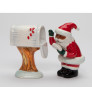 African American Santa Checking His Mailbox Porcelain Salt and Pepper Shakers, Set of 4