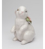 Rabbit with Pink Rose Porcelain Sculpture