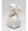 Rabbit with Pink Rose Porcelain Sculpture