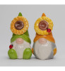 Sunflower Gnome Porcelain Salt and Pepper Shakers, Set of 4
