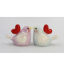 Love Birds with Red Heart Porcelain Salt and Pepper Shakers, Set of 4