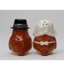 Male and Female Pilgrim Owl Bird Porcelain Salt and Pepper Shakers, Set of 4