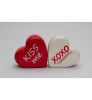 Kiss Me and XOXO Heart Shaped Porcelain Salt and Pepper Shakers, Set of 4