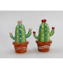 Valentine's Cactus In Orange Pot Porcelain Salt and Pepper Shakers, Set of 4