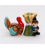 Thanksgiving Bear and Turkey Bird Porcelain Salt and Pepper Shakers, Set of 4