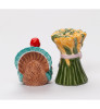 Thanksgiving Bear and Turkey Bird Porcelain Salt and Pepper Shakers, Set of 4