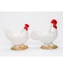 White Rooster Birds Porcelain Salt and Pepper Shakers, Set of 4