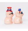 Patriot Pig with Uncle Sam Hat Porcelain Salt and Pepper Shakers, Set of 4