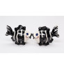 Black Very Fishy Porcelain Salt and Pepper Shakers, Set of 4