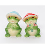 Mushroom Frog Porcelain Salt and Pepper Shakers, Set of 4