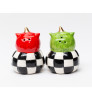 Black and White Pumpkin Owl Birds Porcelain Salt and Pepper Shakers, Set of 4