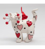 Whisker Cat with Red and Pink Hearts Christmas Tree Ornaments, Set of 2