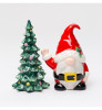 Santa Gnome with Christmas Tree Porcelain Salt and Pepper Shakers, Set of 4