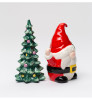 Santa Gnome with Christmas Tree Porcelain Salt and Pepper Shakers, Set of 4