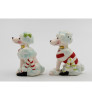 Christmas Poodle Dogs Porcelain Salt and Pepper Shakers, Set of 4