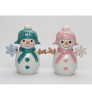 Pastel Snowman with Snowflake Porcelain Salt and Pepper Shakers, Set of 4