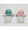 Pastel Snowman with Snowflake Porcelain Salt and Pepper Shakers, Set of 4