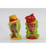 Dollymama African American Red Hat and Yellow Hat Lady Porcelain Salt and Pepper Shakers, Set of 4