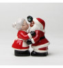 Interracial Santa Claus and Mrs. Claus Porcelain Salt and Pepper Shakers, Set of 4