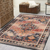 8' x 11' Persian Version Distressed Sunset Rectangle Nylon Area Rug
