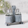 Salt and Pepper Shaker Holder in Weathered Zinc