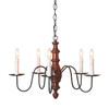 5-Arm Country Inn Wood Chandelier in Rustic Red