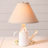 Watering Can Lamp in Rustic White with Ivory Linen Shade