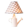 Watering Can Lamp in Rustic White with Gray Check Shade