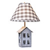 House Lamp with Gray Check Shade