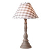 Davenport Wood Table Lamp in Earl Gray with Fabric Gray Check Shade