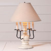Cedar Creek Wood Table Lamp in Rustic White with Linen Fabric Shade