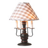 Cedar Creek Wood Table Lamp in Rustic Black with Fabric Gray Check Shade