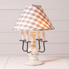 Cedar Creek Wood Table Lamp in Rustic White with Fabric Gray Check Shade