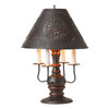 Cedar Creek Wood Table Lamp in Rustic Black with Smokey Black Metal Shade
