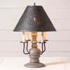 Cedar Creek Wood Table Lamp in Earl Gray with Smokey Black Metal Shade