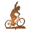 Bigfoot Sasquatch Riding Bike Flipping You Off Rust Metal Garden Stake Yard Art