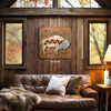 Cut Out Bison/Buffalo Sunset Swirl Metal Wall Art