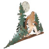 Bigfoot Sasquatch Dragging Tree in Forest with Moon Rust Metal Wall Art