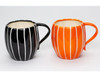 Orange and Black Modern Pumpkin Mugs, Set of 2