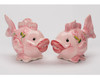 Very Fish with Heart Pattern Porcelain Salt and Pepper Shakers, Set of 4