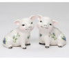 Victorian Pig with Blue Rose Patten Porcelain Salt and Pepper Shakers, Set of 4