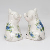 Victorian Pig with Blue Rose Patten Porcelain Salt and Pepper Shakers, Set of 4