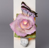 Lilac Purple Rose with Butterfly Plug-in Porcelain Night Light