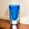 6 Mouth Blown Blue Art Glass Vase