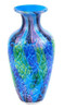 10" Blue and Green Glass Abstract Round Table Vase