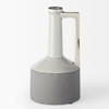 9" Gray and Off White Ceramic Jug Vase